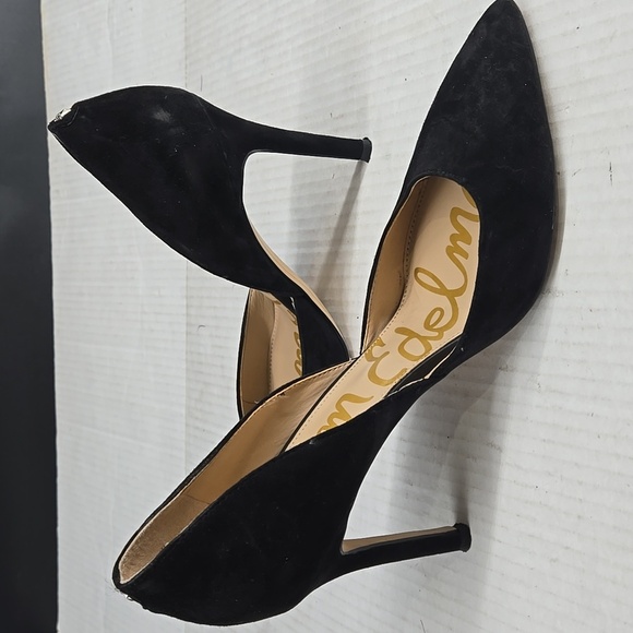 Sam Edelman Black Suede Harlie Heels 8 - Picture 6 of 7